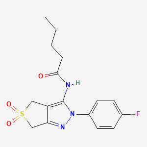 molecular formula C16H18FN3O3S B2724455 N-[2-(4-fluorophenyl)-5,5-dioxo-2H,4H,6H-5lambda6-thieno[3,4-c]pyrazol-3-yl]pentanamide CAS No. 450336-68-2