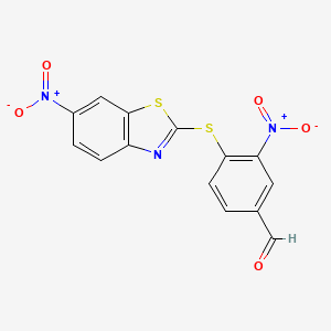 3-Nitro-4-[(6-nitro-1,3-benzothiazol-2-yl)sulfanyl]benzaldehyde