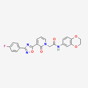 molecular formula C23H17FN4O5 B2724476 N-(2,3-dihydro-1,4-benzodioxin-6-yl)-2-{3-[3-(4-fluorophenyl)-1,2,4-oxadiazol-5-yl]-2-oxo-1,2-dihydropyridin-1-yl}acetamide CAS No. 1251695-72-3