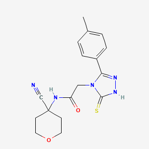 molecular formula C17H19N5O2S B2724527 N-(4-cyanooxan-4-yl)-2-[3-(4-methylphenyl)-5-sulfanyl-4H-1,2,4-triazol-4-yl]acetamide CAS No. 1808400-22-7