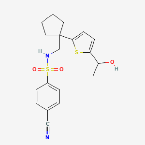 4-cyano-N-((1-(5-(1-hydroxyethyl)thiophen-2-yl)cyclopentyl)methyl)benzenesulfonamide