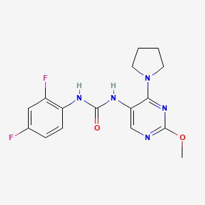 B2724535 1-(2,4-Difluorophenyl)-3-(2-methoxy-4-(pyrrolidin-1-yl)pyrimidin-5-yl)urea CAS No. 1797660-38-8