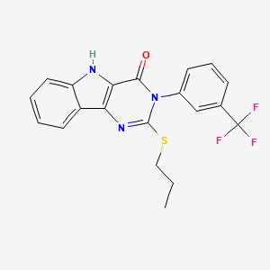 molecular formula C20H16F3N3OS B2724543 2-(propylsulfanyl)-3-[3-(trifluoromethyl)phenyl]-3H,4H,5H-pyrimido[5,4-b]indol-4-one CAS No. 536716-26-4