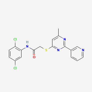 molecular formula C18H14Cl2N4OS B2724553 N-(2,5-dichlorophenyl)-2-((6-methyl-2-(pyridin-3-yl)pyrimidin-4-yl)thio)acetamide CAS No. 1251694-59-3