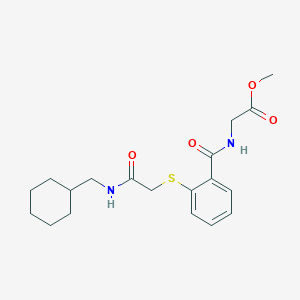 molecular formula C19H26N2O4S B2724579 Methyl 2-[[2-[2-(cyclohexylmethylamino)-2-oxoethyl]sulfanylbenzoyl]amino]acetate CAS No. 1287129-25-2