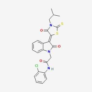 molecular formula C23H20ClN3O3S2 B2724603 N-(2-Chlorophenyl)-2-[(3Z)-3-(3-isobutyl-4-oxo-2-thioxo-1,3-thiazolidin-5-ylidene)-2-oxo-2,3-dihydro-1H-indol-1-YL]acetamide CAS No. 618077-04-6