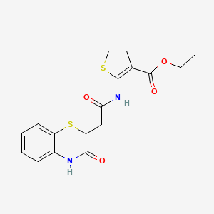 molecular formula C17H16N2O4S2 B2724613 ethyl 2-(2-(3-oxo-3,4-dihydro-2H-benzo[b][1,4]thiazin-2-yl)acetamido)thiophene-3-carboxylate CAS No. 924861-21-2