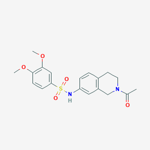 molecular formula C19H22N2O5S B2724654 N-(2-acetyl-1,2,3,4-tetrahydroisoquinolin-7-yl)-3,4-dimethoxybenzene-1-sulfonamide CAS No. 955595-97-8
