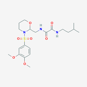 molecular formula C20H31N3O7S B2724670 N1-((3-((3,4-dimethoxyphenyl)sulfonyl)-1,3-oxazinan-2-yl)methyl)-N2-isopentyloxalamide CAS No. 872976-21-1