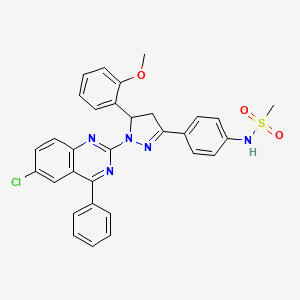 molecular formula C31H26ClN5O3S B2724691 N-{4-[1-(6-chloro-4-phenylquinazolin-2-yl)-5-(2-methoxyphenyl)-4,5-dihydro-1H-pyrazol-3-yl]phenyl}methanesulfonamide CAS No. 865616-48-4