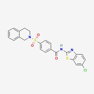 molecular formula C23H18ClN3O3S2 B2724702 N-(6-chlorobenzo[d]thiazol-2-yl)-4-((3,4-dihydroisoquinolin-2(1H)-yl)sulfonyl)benzamide CAS No. 361480-52-6