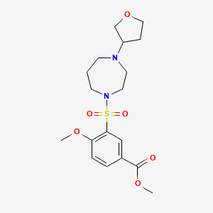 molecular formula C18H26N2O6S B2724734 Methyl 4-methoxy-3-{[4-(oxolan-3-yl)-1,4-diazepan-1-yl]sulfonyl}benzoate CAS No. 2319640-72-5