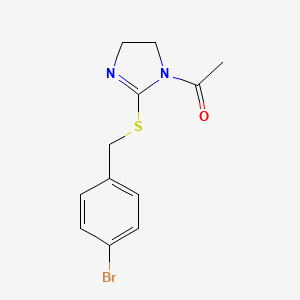 molecular formula C12H13BrN2OS B2724736 1-(2-{[(4-bromophenyl)methyl]sulfanyl}-4,5-dihydro-1H-imidazol-1-yl)ethan-1-one CAS No. 851800-34-5