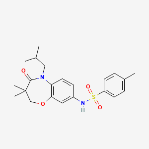 molecular formula C22H28N2O4S B2724825 N-(5-isobutyl-3,3-dimethyl-4-oxo-2,3,4,5-tetrahydrobenzo[b][1,4]oxazepin-8-yl)-4-methylbenzenesulfonamide CAS No. 921998-05-2