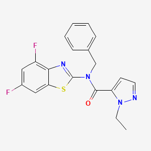 molecular formula C20H16F2N4OS B2724836 N-benzyl-N-(4,6-difluoro-1,3-benzothiazol-2-yl)-1-ethyl-1H-pyrazole-5-carboxamide CAS No. 1171408-90-4