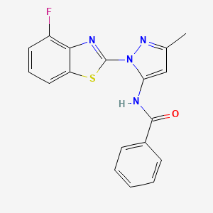 molecular formula C18H13FN4OS B2724849 N-(1-(4-fluorobenzo[d]thiazol-2-yl)-3-methyl-1H-pyrazol-5-yl)benzamide CAS No. 1172449-36-3