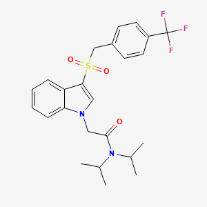 molecular formula C24H27F3N2O3S B2724853 N,N-bis(propan-2-yl)-2-(3-{[4-(trifluoromethyl)phenyl]methanesulfonyl}-1H-indol-1-yl)acetamide CAS No. 892745-86-7