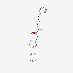 molecular formula C18H20N4O2 B2724869 N-(3-(1H-imidazol-1-yl)propyl)-2-(5-(p-tolyl)isoxazol-3-yl)acetamide CAS No. 946261-69-4