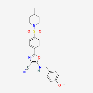 5-((4-Methoxybenzyl)amino)-2-(4-((4-methylpiperidin-1-yl)sulfonyl)phenyl)oxazole-4-carbonitrile