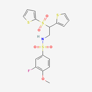 3-fluoro-4-methoxy-N-(2-(thiophen-2-yl)-2-(thiophen-2-ylsulfonyl)ethyl)benzenesulfonamide