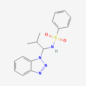 molecular formula C16H18N4O2S B2724921 N-[1-(1H-1,2,3-Benzotriazol-1-yl)-2-methylpropyl]benzenesulfonamide CAS No. 124984-79-8