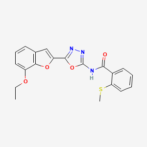 molecular formula C20H17N3O4S B2725004 N-[5-(7-ethoxy-1-benzofuran-2-yl)-1,3,4-oxadiazol-2-yl]-2-(methylsulfanyl)benzamide CAS No. 921905-87-5