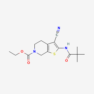 molecular formula C16H21N3O3S B2725051 ethyl 3-cyano-2-(2,2-dimethylpropanamido)-4H,5H,6H,7H-thieno[2,3-c]pyridine-6-carboxylate CAS No. 864927-05-9