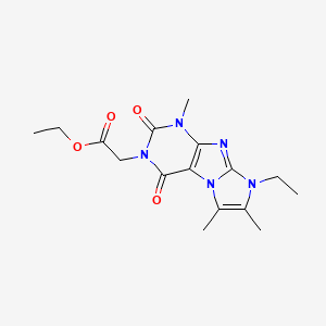 molecular formula C16H21N5O4 B2725052 ethyl 2-{8-ethyl-1,6,7-trimethyl-2,4-dioxo-1H,2H,3H,4H,8H-imidazo[1,2-g]purin-3-yl}acetate CAS No. 878412-84-1