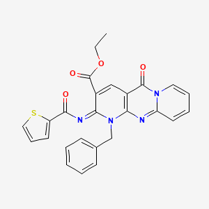 molecular formula C26H20N4O4S B2725053 ethyl 7-benzyl-2-oxo-6-(thiophene-2-carbonylimino)-1,7,9-triazatricyclo[8.4.0.03,8]tetradeca-3(8),4,9,11,13-pentaene-5-carboxylate CAS No. 534581-70-9
