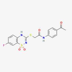 molecular formula C17H14FN3O4S2 B2725090 N-(4-acetylphenyl)-2-[(7-fluoro-1,1-dioxo-4H-1lambda6,2,4-benzothiadiazin-3-yl)sulfanyl]acetamide CAS No. 886955-88-0