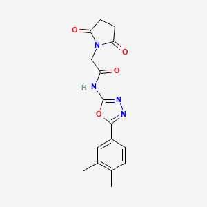 molecular formula C16H16N4O4 B2725178 N-[5-(3,4-dimethylphenyl)-1,3,4-oxadiazol-2-yl]-2-(2,5-dioxopyrrolidin-1-yl)acetamide CAS No. 922873-96-9