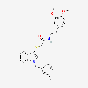 molecular formula C28H30N2O3S B2725191 N-(3,4-dimethoxyphenethyl)-2-((1-(3-methylbenzyl)-1H-indol-3-yl)thio)acetamide CAS No. 681275-96-7