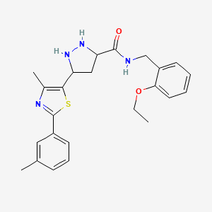 molecular formula C24H24N4O2S B2725206 N-[(2-ethoxyphenyl)methyl]-3-[4-methyl-2-(3-methylphenyl)-1,3-thiazol-5-yl]-1H-pyrazole-5-carboxamide CAS No. 1296274-75-3