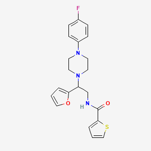 molecular formula C21H22FN3O2S B2725231 N-{2-[4-(4-fluorophenyl)piperazin-1-yl]-2-(furan-2-yl)ethyl}thiophene-2-carboxamide CAS No. 877632-44-5