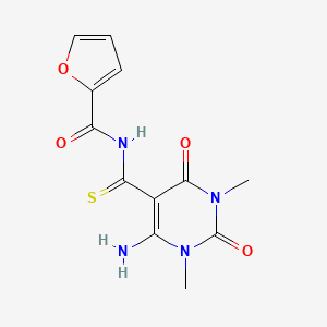 molecular formula C12H12N4O4S B2725297 N-(6-amino-1,3-dimethyl-2,4-dioxo-1,2,3,4-tetrahydropyrimidine-5-carbothioyl)furan-2-carboxamide CAS No. 796103-17-8