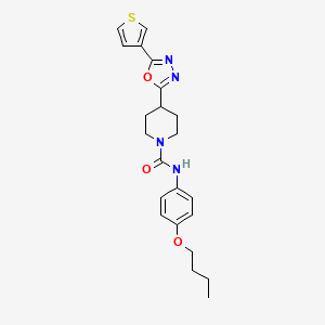 molecular formula C22H26N4O3S B2725310 N-(4-BUTOXYPHENYL)-4-[5-(THIOPHEN-3-YL)-1,3,4-OXADIAZOL-2-YL]PIPERIDINE-1-CARBOXAMIDE CAS No. 1448064-17-2