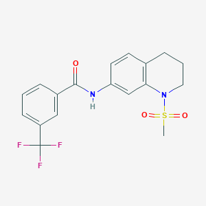 molecular formula C18H17F3N2O3S B2725333 N-(1-methanesulfonyl-1,2,3,4-tetrahydroquinolin-7-yl)-3-(trifluoromethyl)benzamide CAS No. 946298-80-2