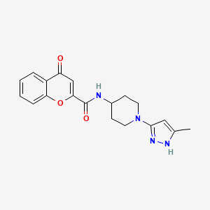 molecular formula C19H20N4O3 B2725365 N-(1-(5-methyl-1H-pyrazol-3-yl)piperidin-4-yl)-4-oxo-4H-chromene-2-carboxamide CAS No. 2034206-93-2