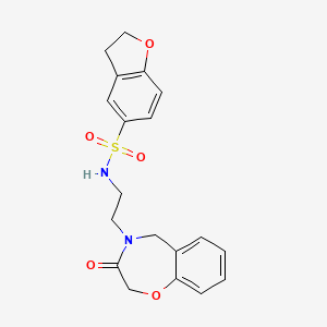 molecular formula C19H20N2O5S B2725379 N-(2-(3-oxo-2,3-dihydrobenzo[f][1,4]oxazepin-4(5H)-yl)ethyl)-2,3-dihydrobenzofuran-5-sulfonamide CAS No. 1903517-01-0