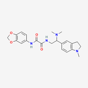 molecular formula C22H26N4O4 B2725380 N'-(2H-1,3-benzodioxol-5-yl)-N-[2-(dimethylamino)-2-(1-methyl-2,3-dihydro-1H-indol-5-yl)ethyl]ethanediamide CAS No. 922035-49-2