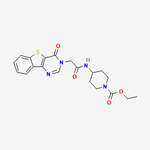 molecular formula C20H22N4O4S B2725383 ethyl 4-(2-(4-oxobenzo[4,5]thieno[3,2-d]pyrimidin-3(4H)-yl)acetamido)piperidine-1-carboxylate CAS No. 1421464-35-8