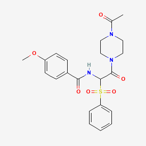 molecular formula C22H25N3O6S B2725396 N-[2-(4-acetylpiperazin-1-yl)-1-(benzenesulfonyl)-2-oxoethyl]-4-methoxybenzamide CAS No. 1025032-94-3