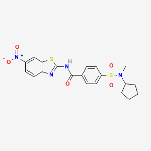 molecular formula C20H20N4O5S2 B2725397 4-[cyclopentyl(methyl)sulfamoyl]-N-(6-nitro-1,3-benzothiazol-2-yl)benzamide CAS No. 899963-55-4