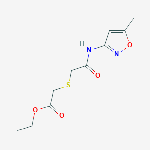 molecular formula C10H14N2O4S B2725418 Ethyl 2-((2-((5-methylisoxazol-3-yl)amino)-2-oxoethyl)thio)acetate CAS No. 403836-47-5