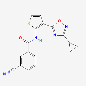 molecular formula C17H12N4O2S B2725454 3-cyano-N-[3-(3-cyclopropyl-1,2,4-oxadiazol-5-yl)thiophen-2-yl]benzamide CAS No. 1798545-64-8