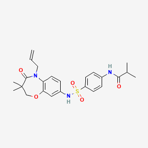 molecular formula C24H29N3O5S B2725456 N-(4-(N-(5-allyl-3,3-dimethyl-4-oxo-2,3,4,5-tetrahydrobenzo[b][1,4]oxazepin-8-yl)sulfamoyl)phenyl)isobutyramide CAS No. 921996-94-3