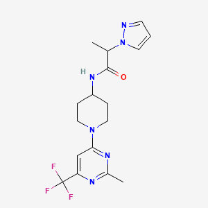 molecular formula C17H21F3N6O B2725470 N-(1-(2-methyl-6-(trifluoromethyl)pyrimidin-4-yl)piperidin-4-yl)-2-(1H-pyrazol-1-yl)propanamide CAS No. 2034599-38-5