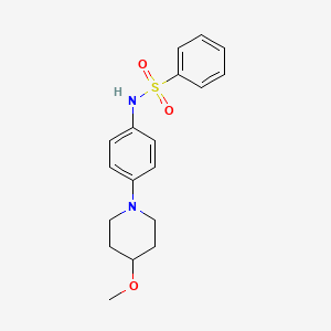molecular formula C18H22N2O3S B2725482 N-[4-(4-methoxypiperidin-1-yl)phenyl]benzenesulfonamide CAS No. 1797278-56-8