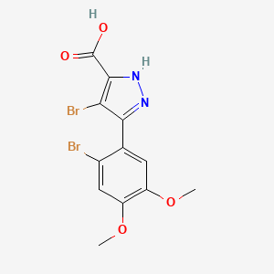 molecular formula C12H10Br2N2O4 B2725485 4-bromo-3-(2-bromo-4,5-dimethoxyphenyl)-1H-pyrazole-5-carboxylic acid CAS No. 2396581-29-4