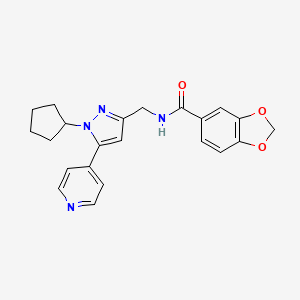N-((1-cyclopentyl-5-(pyridin-4-yl)-1H-pyrazol-3-yl)methyl)benzo[d][1,3]dioxole-5-carboxamide